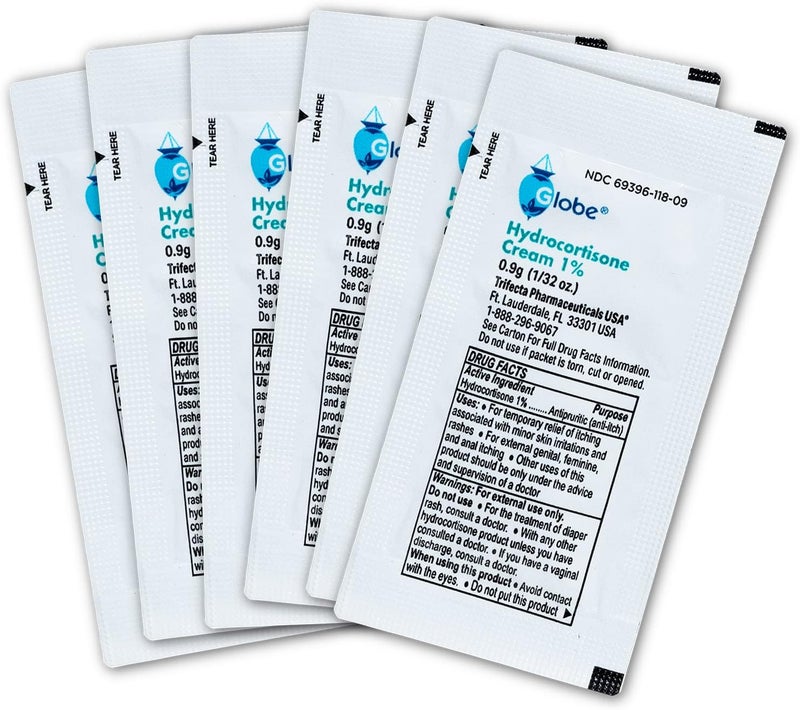 Globe (Box 144 Hydrocortisone 1% Maximum Strength Cream, (0.9g Single Packet) Anti-Itch Cream for Redness, Swelling, Itching, Rash, Bug/Mosquito Bites, Eczema, Hemorrhoids & More - Image 5